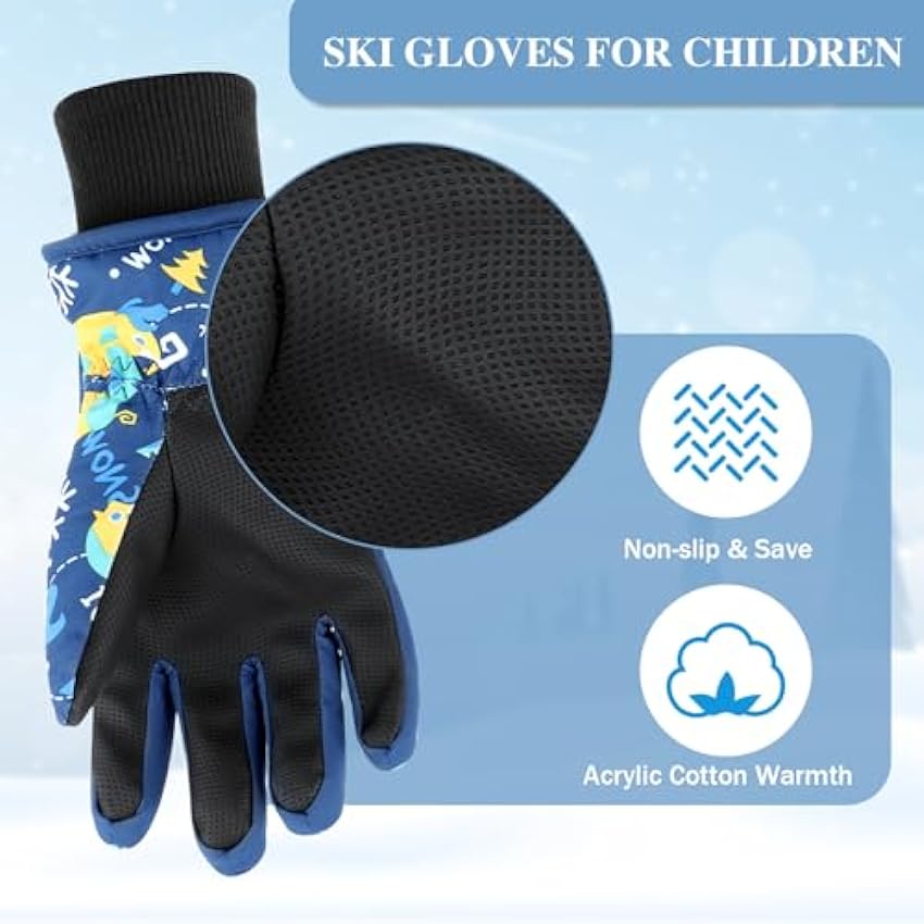 VMUTGA Gants Thermiques d´hiver Imperméables, Gants de Ski Enfants pour Les Sports de Plein Air, L´équitation, La Marche, Le Ski, Le Football 5 à 12 Ans J4TrIk0l