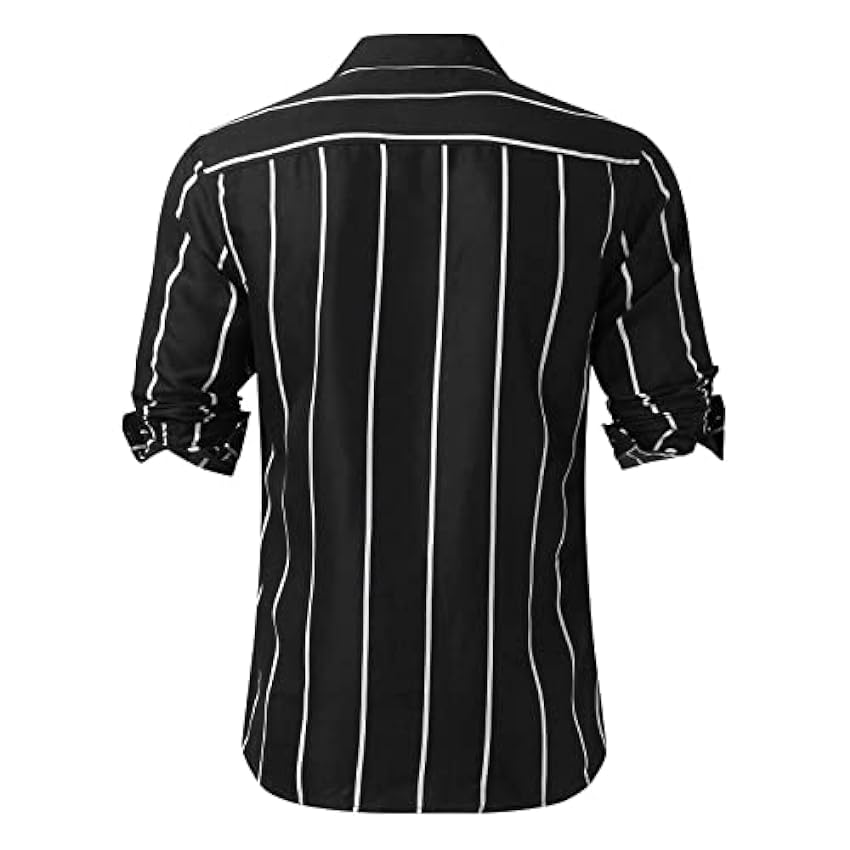 Chemise pour homme - Mode décontractée - Simplicité coréenne - Slim Striped - Manches longues - T-shirt pour homme - Chemise boutonnée - Chemise à rayures - Chemise d´été décontractée P0sByr8K