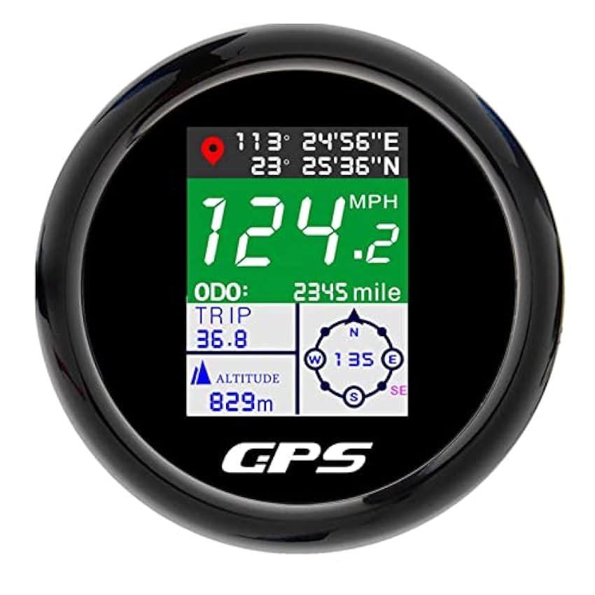 Geloo 85mm Compteur de Vitesse GPS Tachymètre TFT réglable Mph Noeuds Km/h Compteur kilométrique numérique avec antenne GPS(noir) WJyq3Kzl