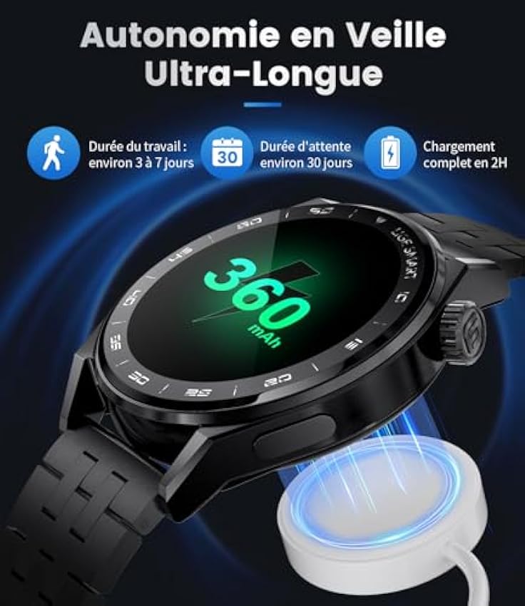 LIGE Montre Connectée Homme avec Appel Bluetooth, 1.39´´ Montre Intelligente Smartwatch avec Assistente Vocale Moniteur de Fréquence Cardiaque Sommeil SpO2, IP68 Étanche Podomètre Calorie, Android iOS fr9DoTqS
