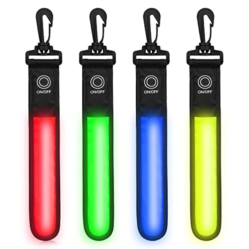 Delamiya Lot de 4 pendentifs réfléchissants LED clignotants 3 modes LED pour enfants - Bande lumineuse réfléchissante réfléchissante - Pour cartable, sac à dos, randonnée, course, jogging, chien hPvnjpge
