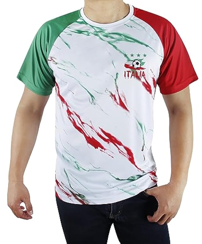 Simapak Mens Italia Soccer Football Fans Supporter Tee Raglan Match Days Jersey T-Shirts - Multicolore zCIdEPbb