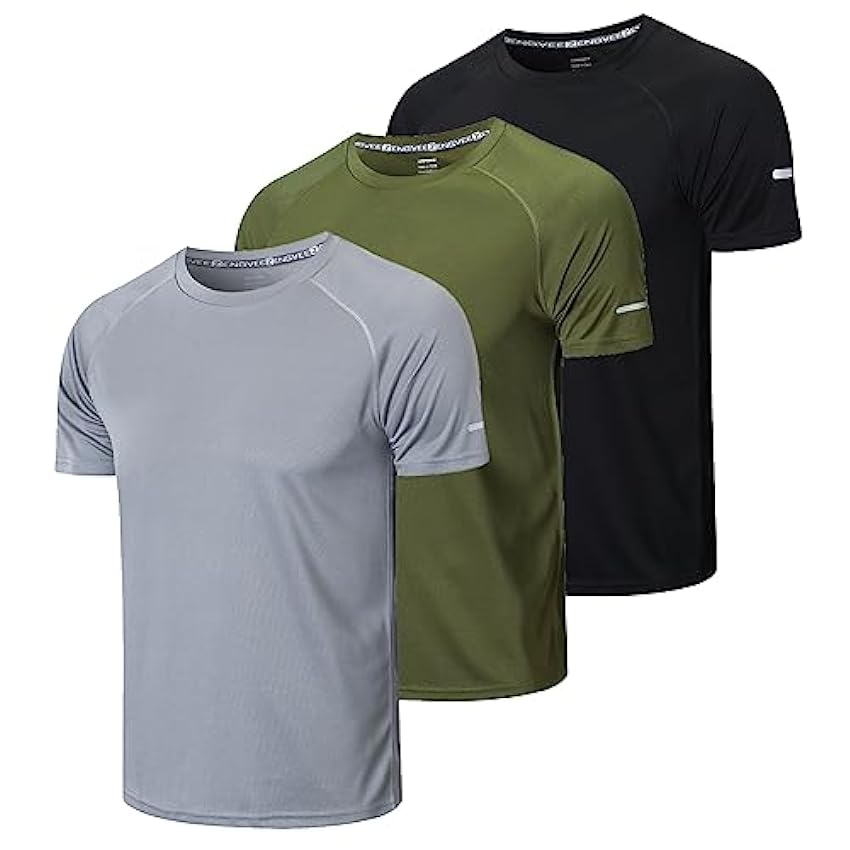 3 Pack T-Shirt Homme Tee Shirt Sport Homme Manche Courte Séchage Rapide Respirant Baselayer Haut Running Fitness Gym Tshirt(520) Black Gray Green-3XL RzzHIu6J