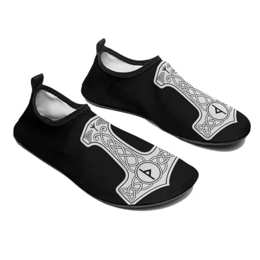 Chaussettes Aqua Viking Thor´s Hammer pour Femmes Hommes, Chaussures d´eau Confortables pour Natation et Surf en Plein Air, Chaussures Rétro Durables pour Pieds Nus vAEi5kSK