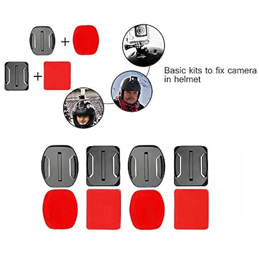 PAMENET Kit d´accessoires pour casque - 12 supports de surface + 12 autocollants adhésifs pour caméras d´action Hero 7/6/5/4/3+/3 Hero Session SJ4000 SJ5000 JKU8OQvL