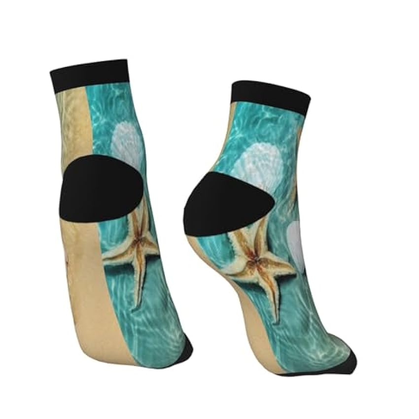 BeNtli Chaussettes d´équipage, chaussettes de compression chaussettes de sport de nouveauté décontractées de 30 cm de long pour motif étoile de mer et coquillage unisexe 8ICftYCg