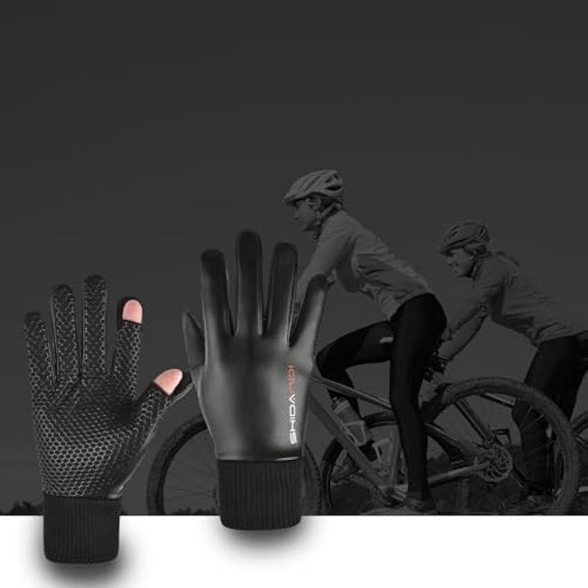 Hislaves Gants de cyclisme imperméables pour homme - Gants thermiques coupe-vent antidérapants pour écran tactile - Doublure en peluche - 1 paire mYZyu3eb