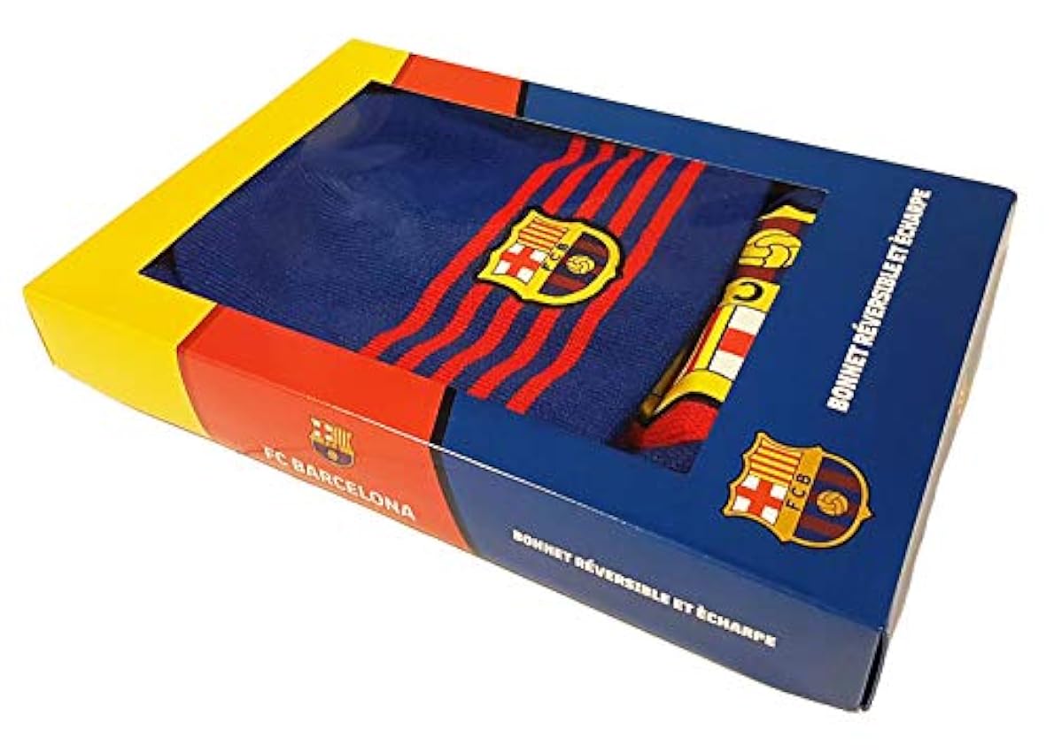 FC Barcelone Coffret Bonnet + écharpe Barca - Collection Officielle XnbQKI7E