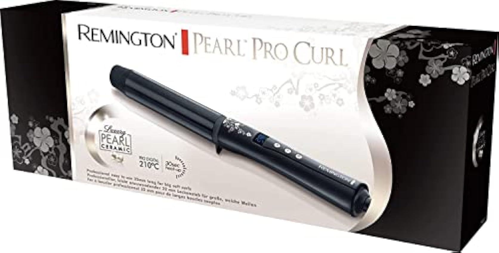 Remington Boucleur à cheveux fins & épais [32mm: boucles glam] (Céramique haute qualité avec éclats de perles, chaleur homogène, 130-210°C, gant de protection) Fer à boucler noir CI9533 HFPml0T4