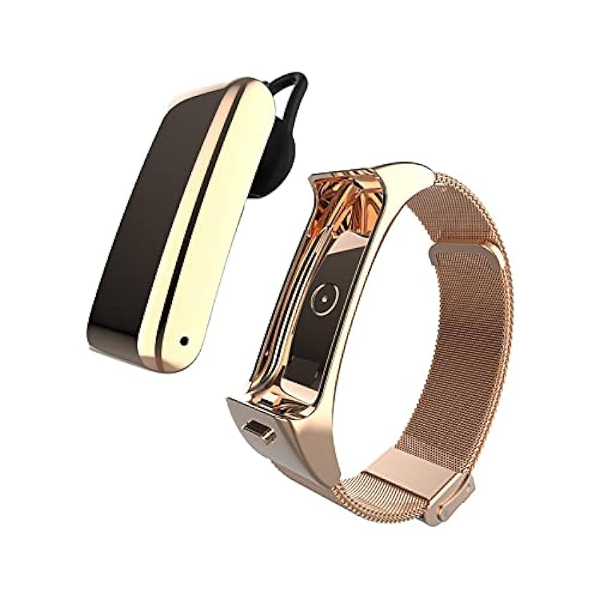 PYAIXF Smart Band, 0,96 Pouce Casque Bluetooth Amovible Bracelet Deux en Un Traqueur De Fitness Suivi du Sommeil 14 Jours D´autonomie 4 Modèles Cadeau d´anniversaire-Gold AZzTxqYN