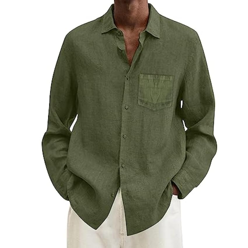 Chemises pour hommes T-shirt pour hommes Chemise à manches longues Chemise Coupe régulière Chemise à manches longues en coton Chemise décontractée Chemise de bûcheron d´affaires Hauts streetwear uQzNIwIZ