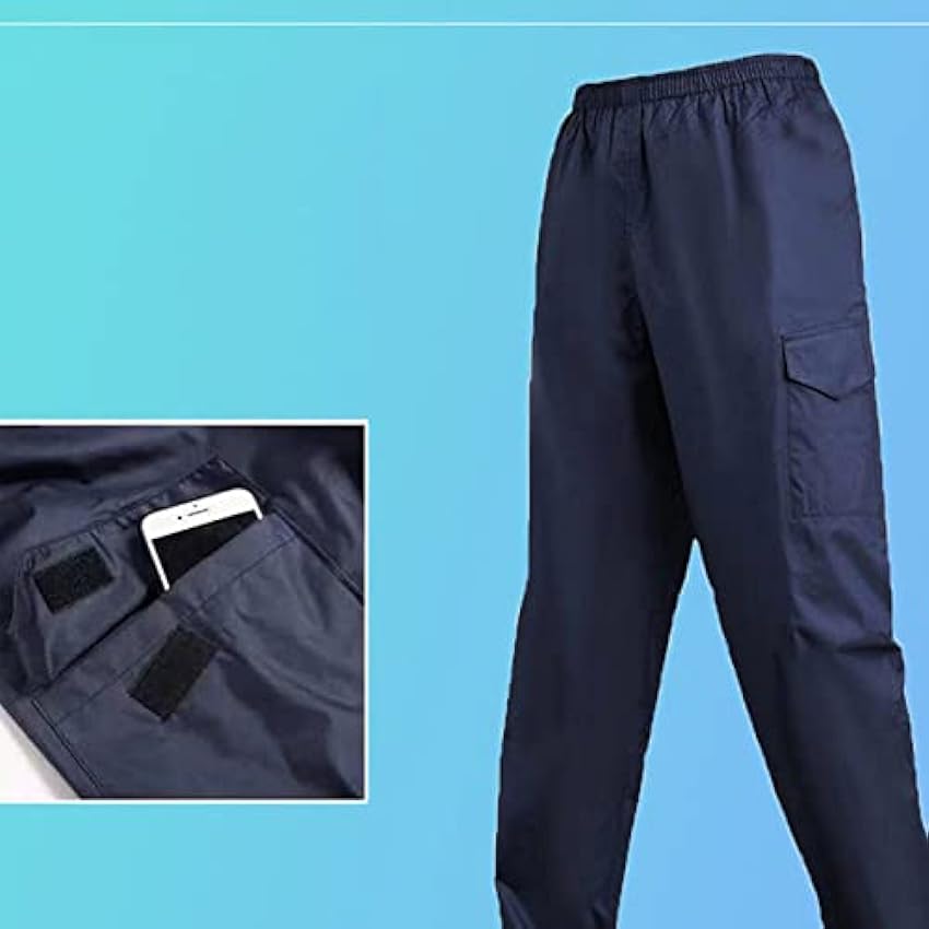Pantalon de pluie simple pour homme - Imperméable - Épais et résistant à la pluie - Double couche - Respirant - Coupe-vent - Pour la randonnée, le camping, le vélo hnU3RUui