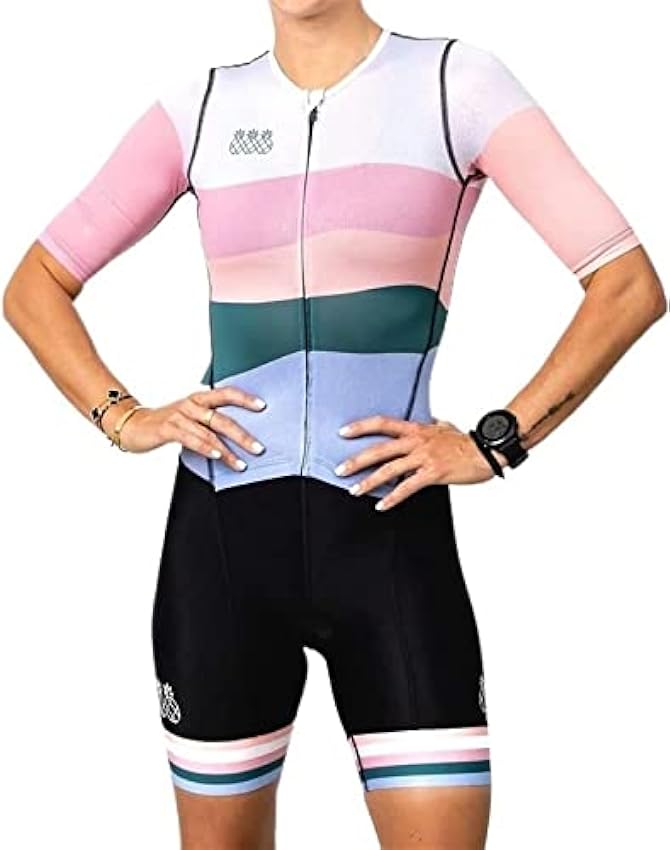 LUOCY Femmes vélo Cyclisme Maillot Combinaison Ensemble vêtements vélo Combinaison à Manches Courtes Ensemble Triathlon Cyclisme Costume (Color : A3, Size : S) qWmNKBQy