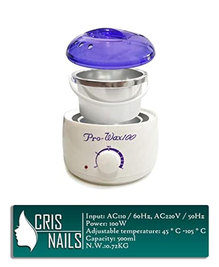 Crisnails® Chauffe cire électrique pour une épilation professionnelle 500 ml, plusieurs couleurs 18cm x 18cm x 15cm Blanc classique HSwqEHYl