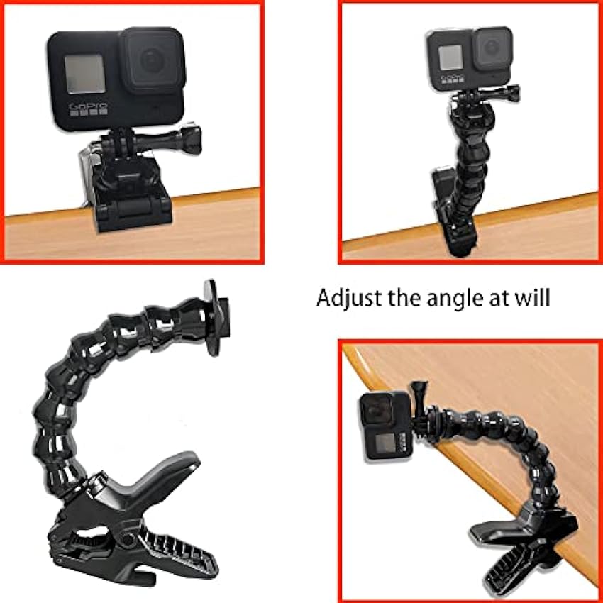 Tyatocepy Support de pince flexible avec col de cygne flexible et réglable pour accessoires de caméra d´action Hero 8 7 W19BUMZ7