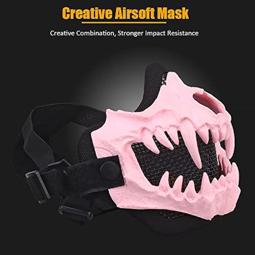 Yzpacc Masque tactique en maille avec tête de mort pour Halloween, cosplay, paintball, chasse, cosplay DETcPrAW