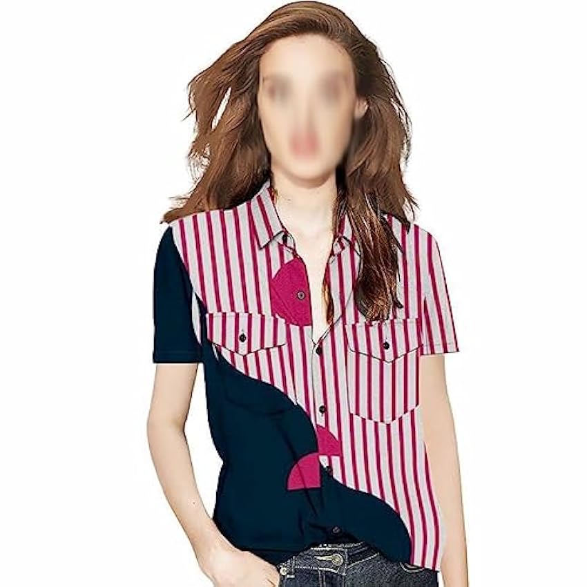 SDFGH Chemises françaises à coutures rayées d´été for femmes (Color : D, Size : XL code) HJNHsKir