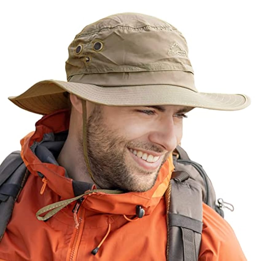 Comhats Grand chapeau de soleil pour homme XL – XXL, large bord UV Safari Bonnie Chapeaux pour l´été, la randonnée, la pêche, la marche, imperméable et coupe-vent, 60 à 66 cm CeJKKR6H