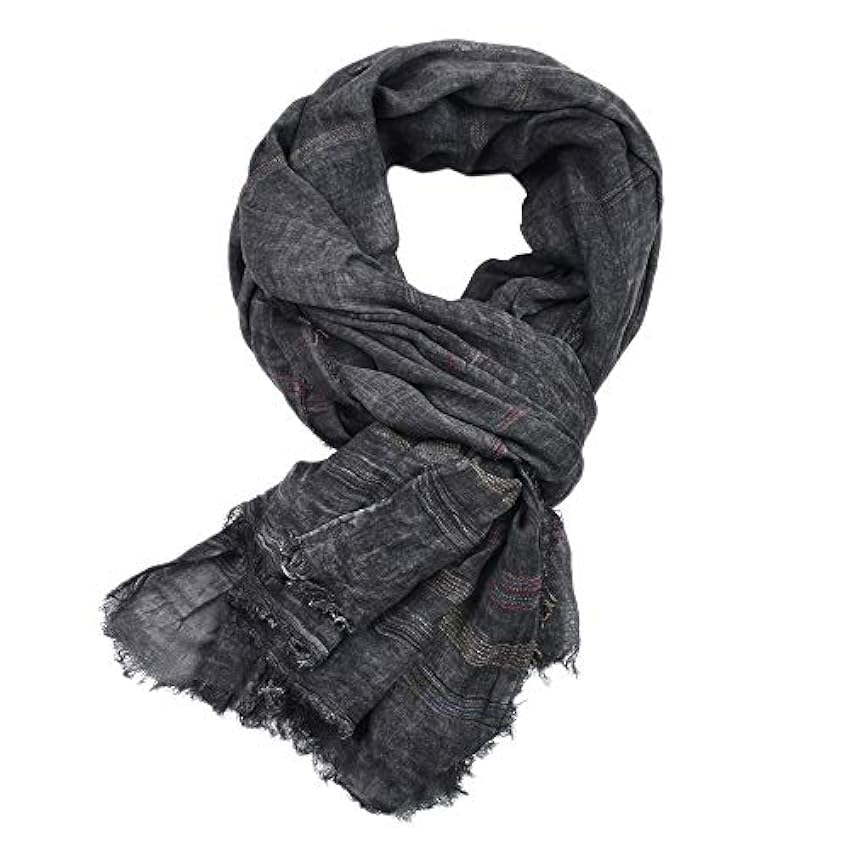QQYG Écharpe rayée noire et grise pour hommes, écharpe d´hiver douce, écharpe en cachemire pour l´hiver, écharpe pour temps froid (taille : taille unique) SaYBgUOs