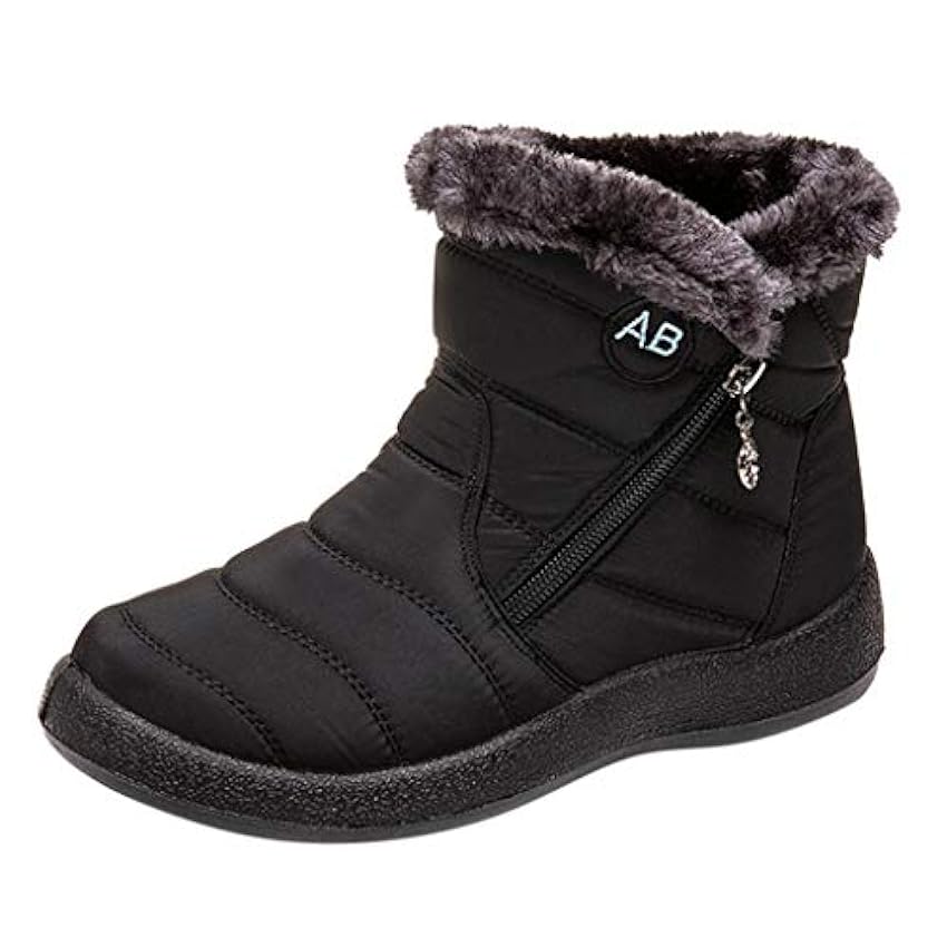 Bottes d´hiver pour femme - Doublées - Chaudes - Imperméables - Antidérapantes - Doublées - Coupe-vent - Noir - Chaussures de randonnée - Bottes d´hiver - Bottes de neige confortables KVNsUwEC