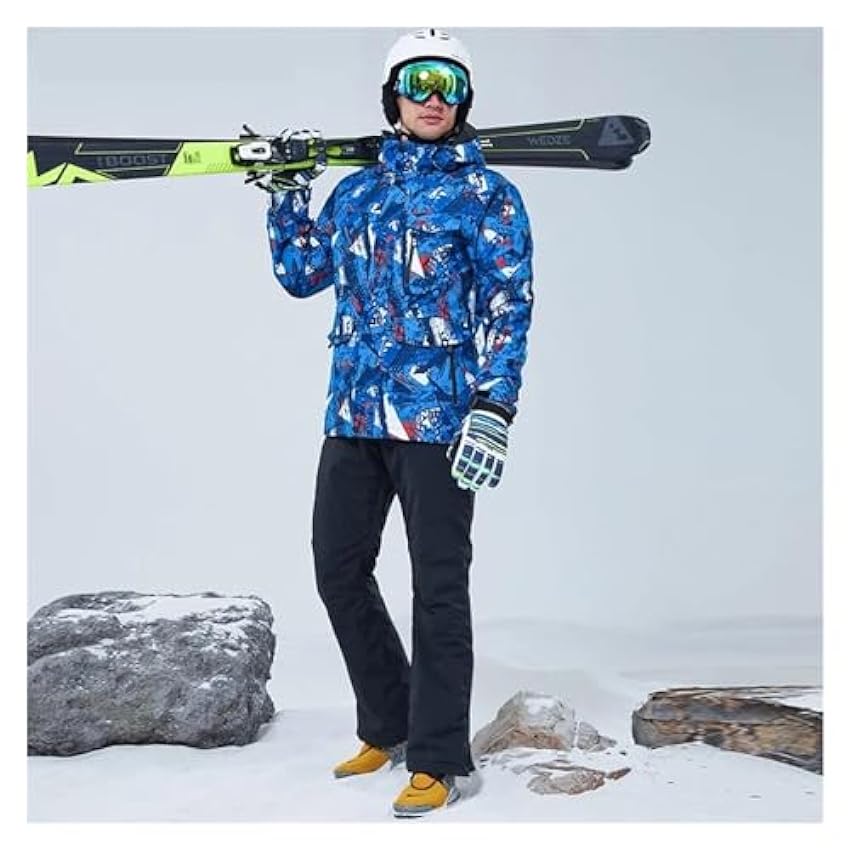 Combinaisons de ski Combinaison de Ski for hommes, combinaison coupe-vent de Snowboard, Sports d´hiver en plein air, veste de neige, pantalon, vêtements thermiques, veste de Ski chaude bleue Combinais Hu3ipUYl