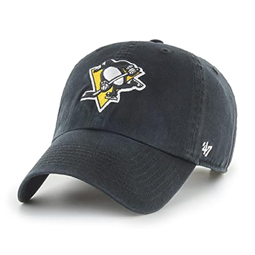 47 NHL Pittsburgh Penguins Clean Up Casquette de baseball unisexe, sangle et boucle réglables, logo pingouin, couleur noire, Noir , taille unique sfJOcq0q
