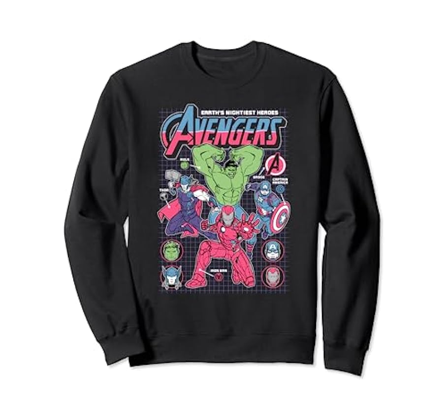 Marvel Earth´s Mightiest Heroes Avengers Grid Schematic Sweatshirt u5Lpfc4p