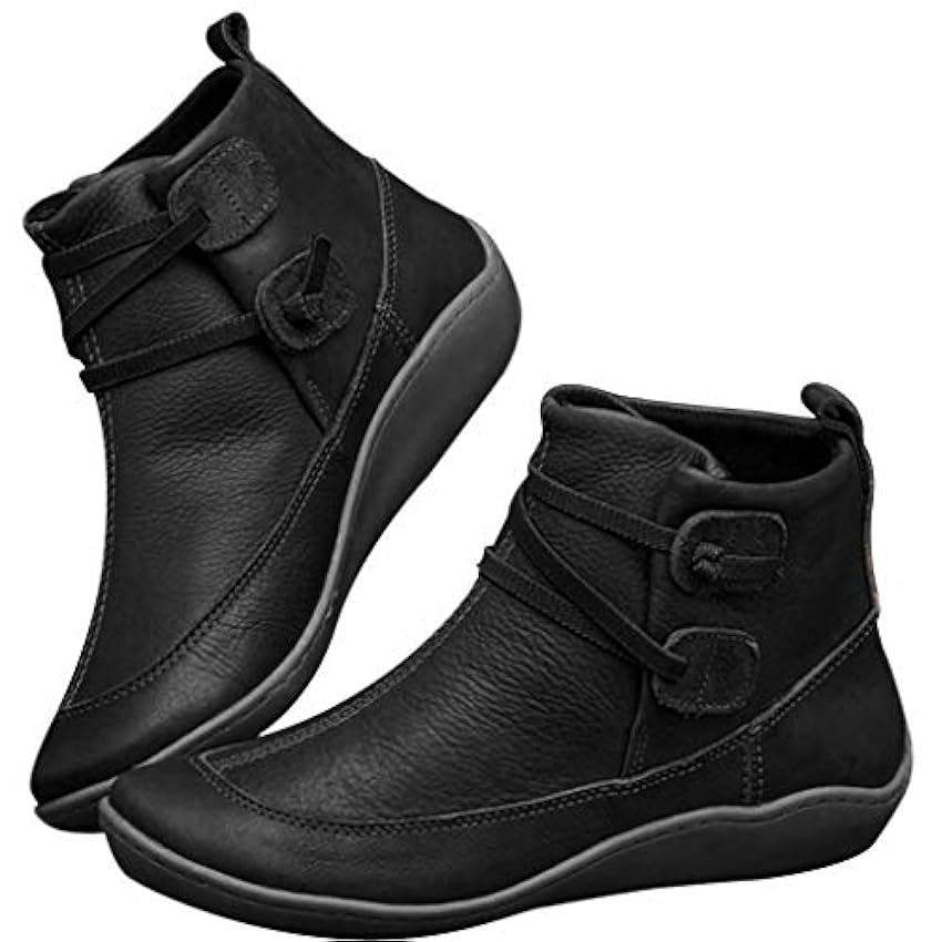 UnoSheng Bottes plates rondes chaussures d´hiver orteils vintage bottes imperméables pour femme Bottes à plateforme Chaussures d´été pour femme 03hgjQkO