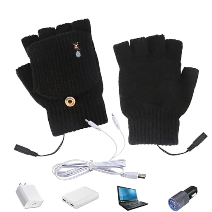 Leryveo Gants pour Ordinateur Portable,Mitaines tricotées sans Doigts alimentées par USB 2.0 | Gants de Cyclisme pour Hommes pour Le Ski, l´équitation, la randonnée, la dactylographie, Le Jeu x0csvadU