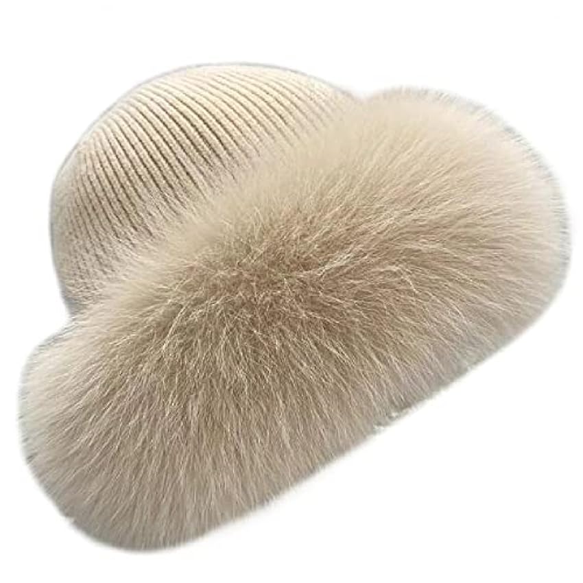 Brillabenny - Bonnet femme - Chapeau d´hiver de renard et vison mélangé laine et cachemire - Intérieur en velours - Excellente idée cadeau pour femme, beige, Taille Unique y9lQ754Q