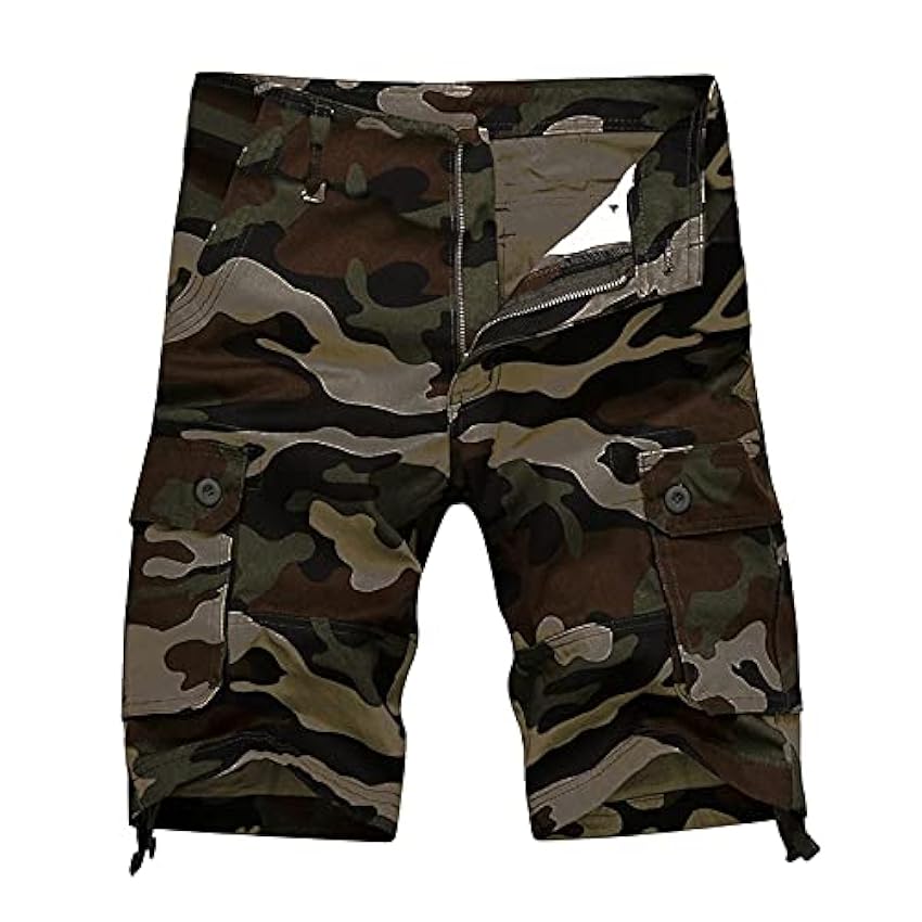 IQYU Short cargo camouflage pour homme - Coupe droite - Respirant - Pantalon de randonnée - Short de loisirs - Avec nombreuses poches - Short de course - Pantalon de survêtement V7EsBN6g