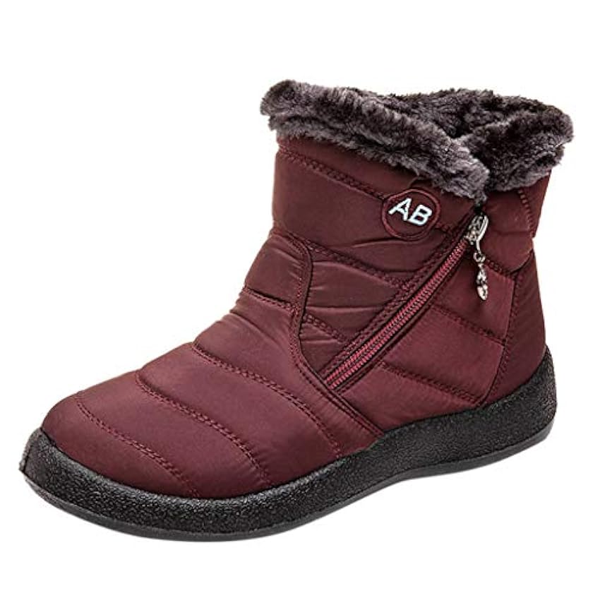 Bottes d´hiver pour femme - Doublées - Chaudes - Imperméables - Antidérapantes - Doublées - Coupe-vent - Noir - Chaussures de randonnée - Bottes d´hiver - Bottes de neige confortables KVNsUwEC