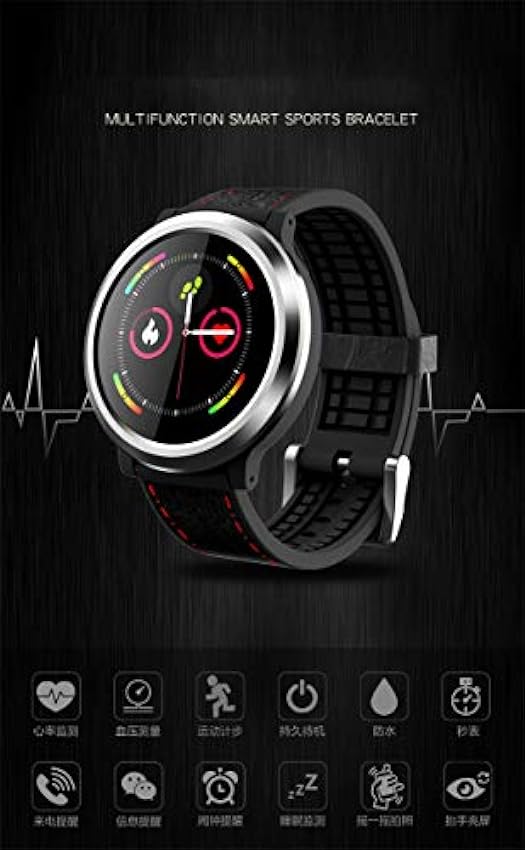 HTTHLH Fitness Trackers Round Color Screen Multi-Function Sports Bracelet Heart Rate Blood Pressure Sleep Health Monitoring Remote Control Photo Bracelet Intelligent vn545YdA