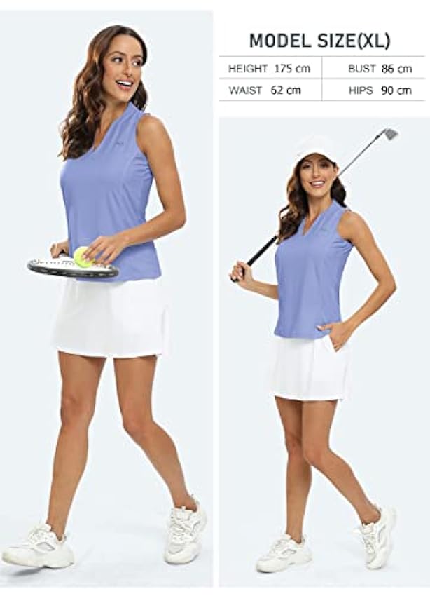 MoFiz Polo Femme sans Manches Débardeur de Tennis Sport d´été Respirant T Shirt Golf Tops prP02LTH