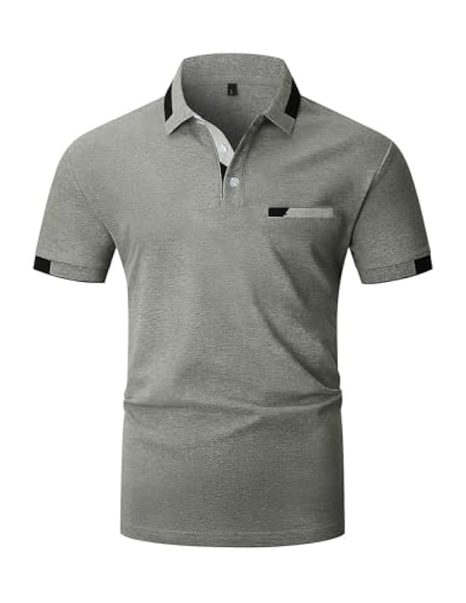 KUNJLELP Mode Polo Homme Manches Courtes Slim Fit Coton Golf T-Shirt Casual Chemises de Travail M-3XL ovZZEK6O