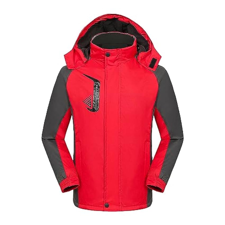 LOIJMK Veste softshell unisexe imperméable et respirante - Veste de ski pour homme et femme - Softshell rouge - Avec capuche - Fermeture éclair - Avec poches - Veste de randonnée - Combinaison de Phq0OQ8o