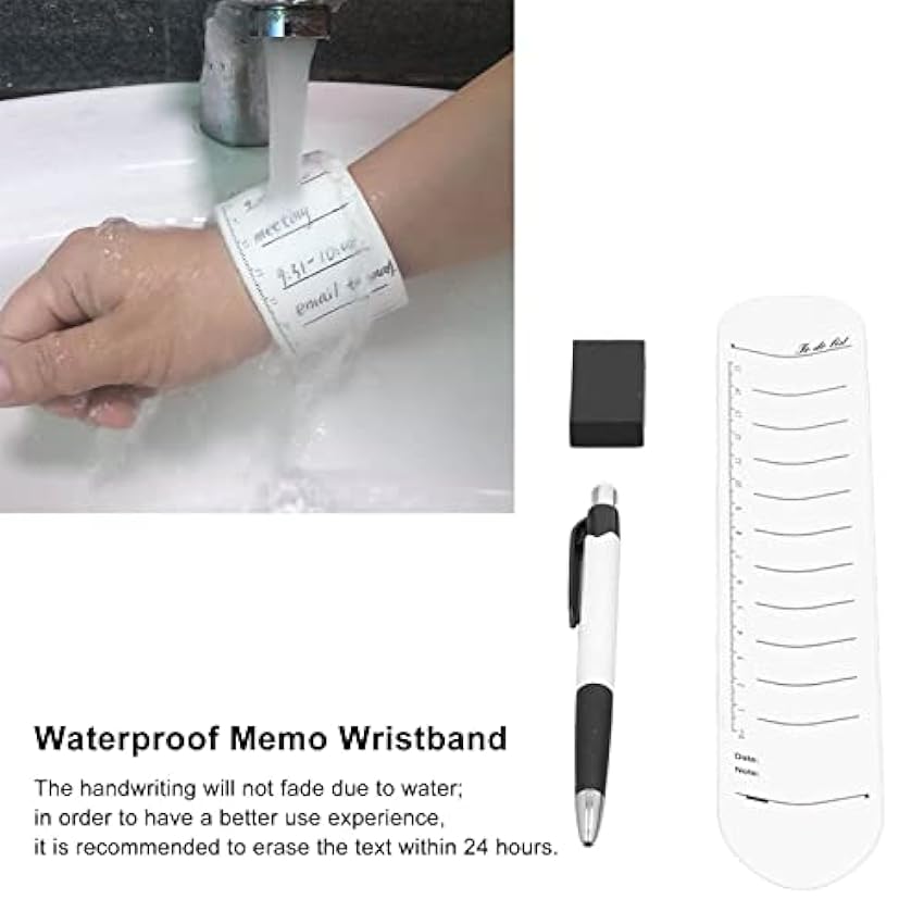 Bracelet mémo en silicone, bracelet effaçable étanche, bracelet professionnel flexible avec gomme à stylo pour hommes et femmes 8G9WJrLM