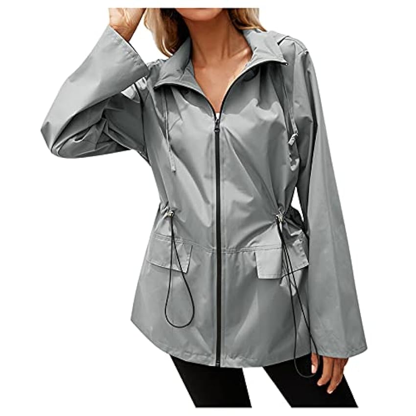 Veste de pluie légère et imperméable pour femme - Avec capuche - Respirante - Coupe-vent - Veste d´extérieur - Coupe-vent - Veste de randonnée - Veste softshell JPh8sBkU