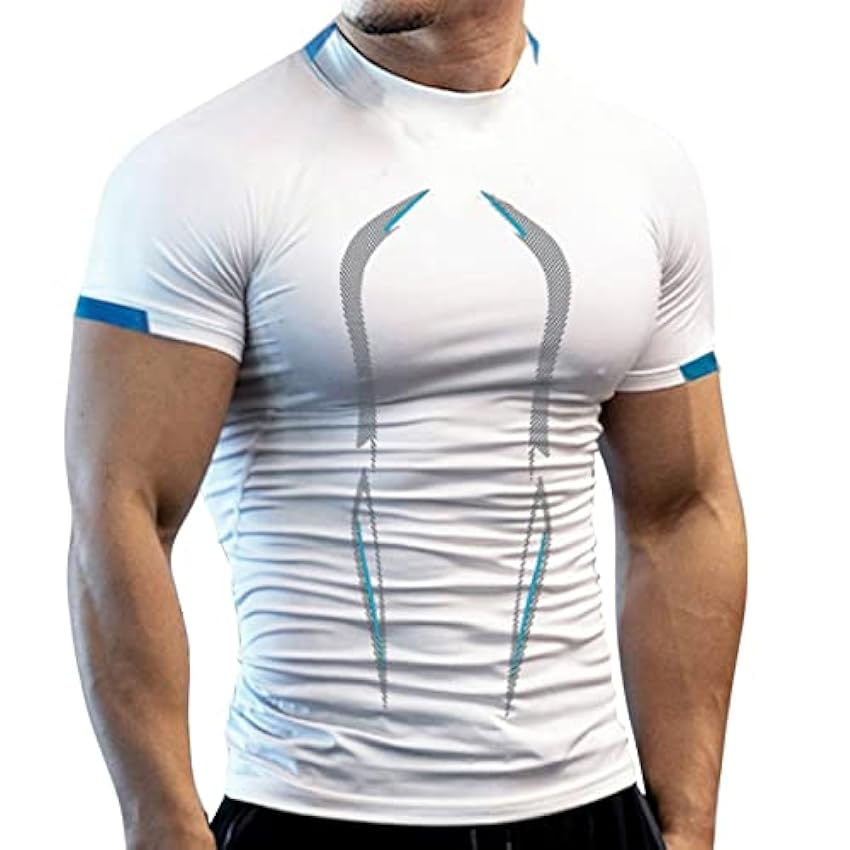 T-shirt de compression à manches courtes pour homme - T-shirt fonctionnel - T-shirt de sport fonctionnel et à séchage rapide - T-shirt de bodybuilding et de gym TKfbr6yD