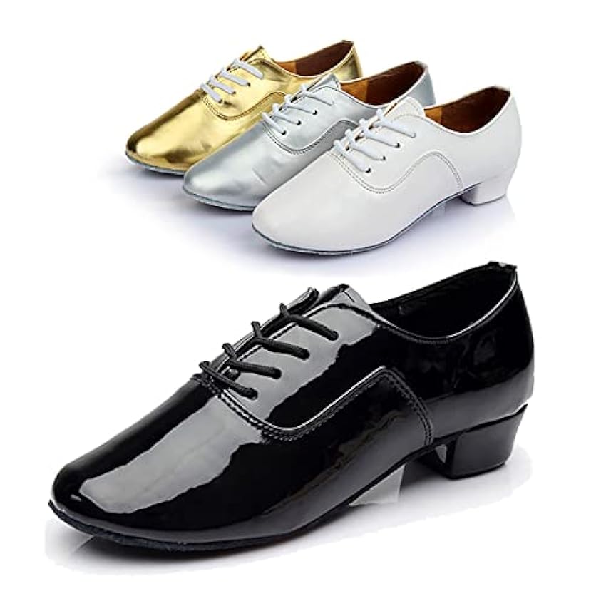 Chaussures de fitness pour homme - Couleur unie - Chaussures à lacets pour la danse moderne - Chaussures de danse latine - Chaussures de police - Noir T3Gfv70T