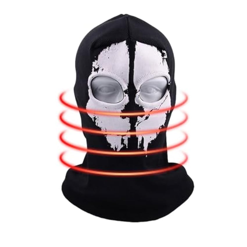ROCKIA Couvre-visage noir avec motif tête de mort avec 2 trous, foulard pour femme, cache-cou pour ski, pêche, randonnée, cyclisme, masque facial XdxLtyey