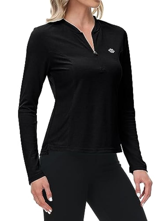 MoFiz Shirts de Sport Femme Manches Longues Chemise de Golf Séchage Rapide Fitness Hauts avec Zippé cEyioK1A