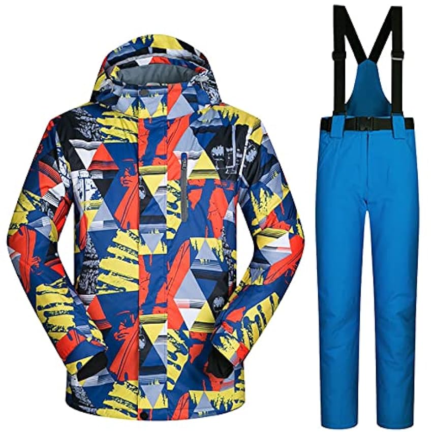 7HAHA3 Combinaison de Ski pour Hommes Snowboard Chaud Motifs Géométriques Vêtements Vestes et Pantalons Imperméables Vêtements de Plein Air d´hiver AKZKzMVh