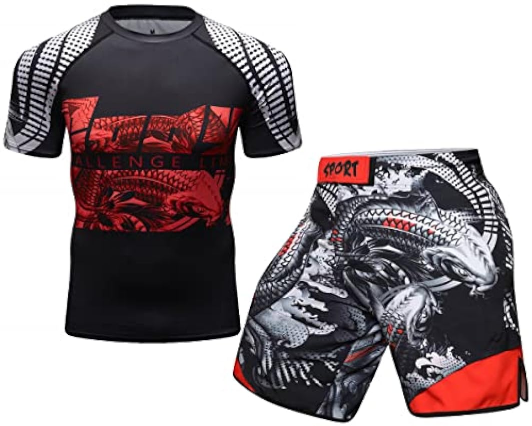 Cody Lundin – T-shirt à manches courtes de compression et short thaï pour combat MMA, boxe et entraînement sportif OVu9DoUw