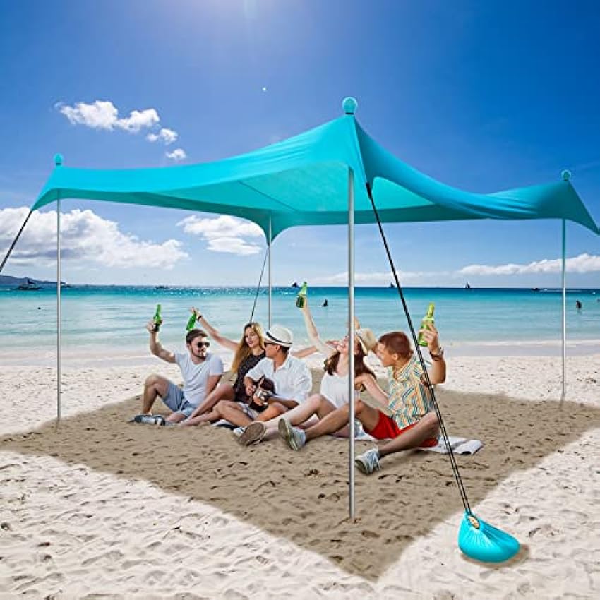 Tente de Plage Anti UV UPF50+, DIKI 2,1m x 2,1m Sunshad