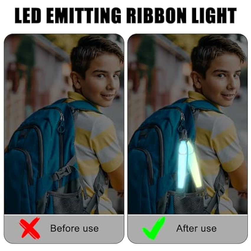 Cresbel Lot de 4 clignotants LED réfléchissants - 3 modes LED - Lumière de sécurité pour enfants - Bande lumineuse réfléchissante - Pendentif étanche - Pour sac à dos, randonnée, jogging PFsBIe75