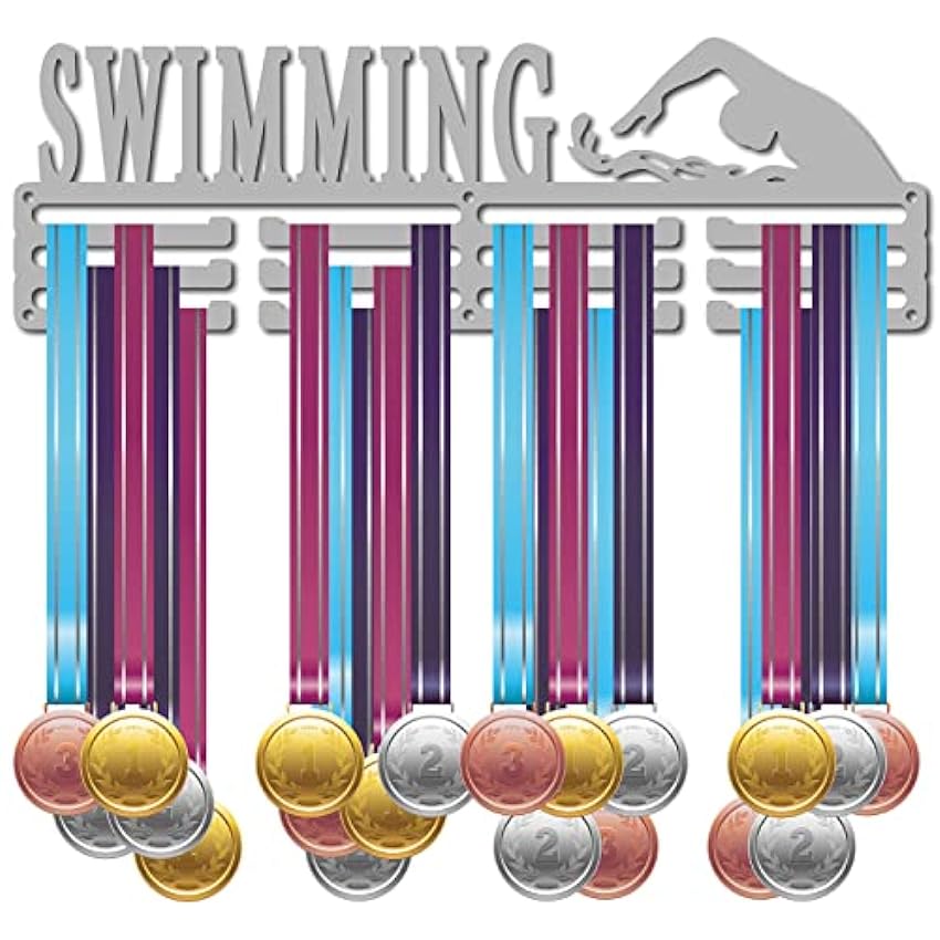 CREATCABIN Swimming Porte-Médailles de Nageur Médailles Présentoir Support Mural Cintre Décor Porte-Médailles pour Coureurs Stockage de Badges Maison 3 échelon Médaillé sur 60 médailles xefiCnjn