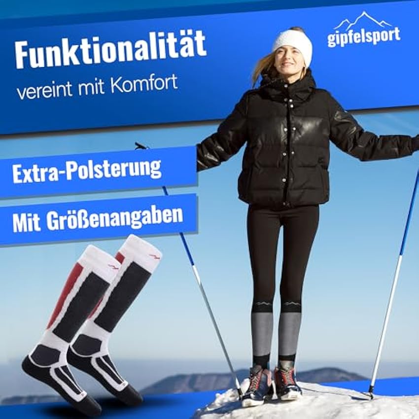 gipfelsport Chaussettes de Ski - Chaussettes d´hiver Chaudes en Laine Mérinos | Chaussettes Thermiques Fonctionnelles pour Hommes et Femmes dJYbi6bJ