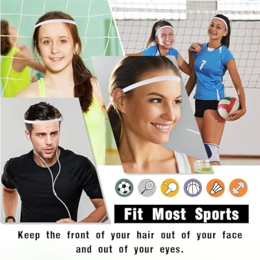 EODKSE Bandeaux de Sport 4 Pcs, Bandeaux de Cheveux Élastique Antidérapant pour Jogging Football Faire Yoga Exercice Femmes Hommes QLvFeSOV