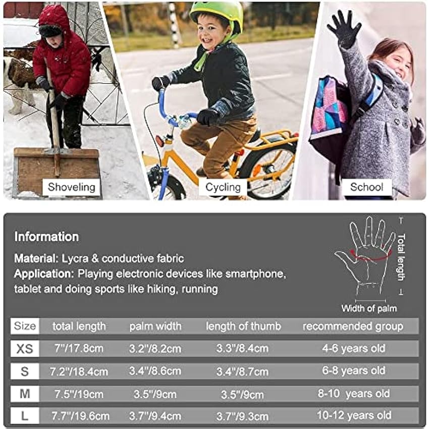 Sarpoer de Cyclisme d´hiver pour Enfants Enfants d´hiver à éCran Tactile Chaud pour GarçOns Filles Sports de Plein Air Course VéLo M ay7NGKoY